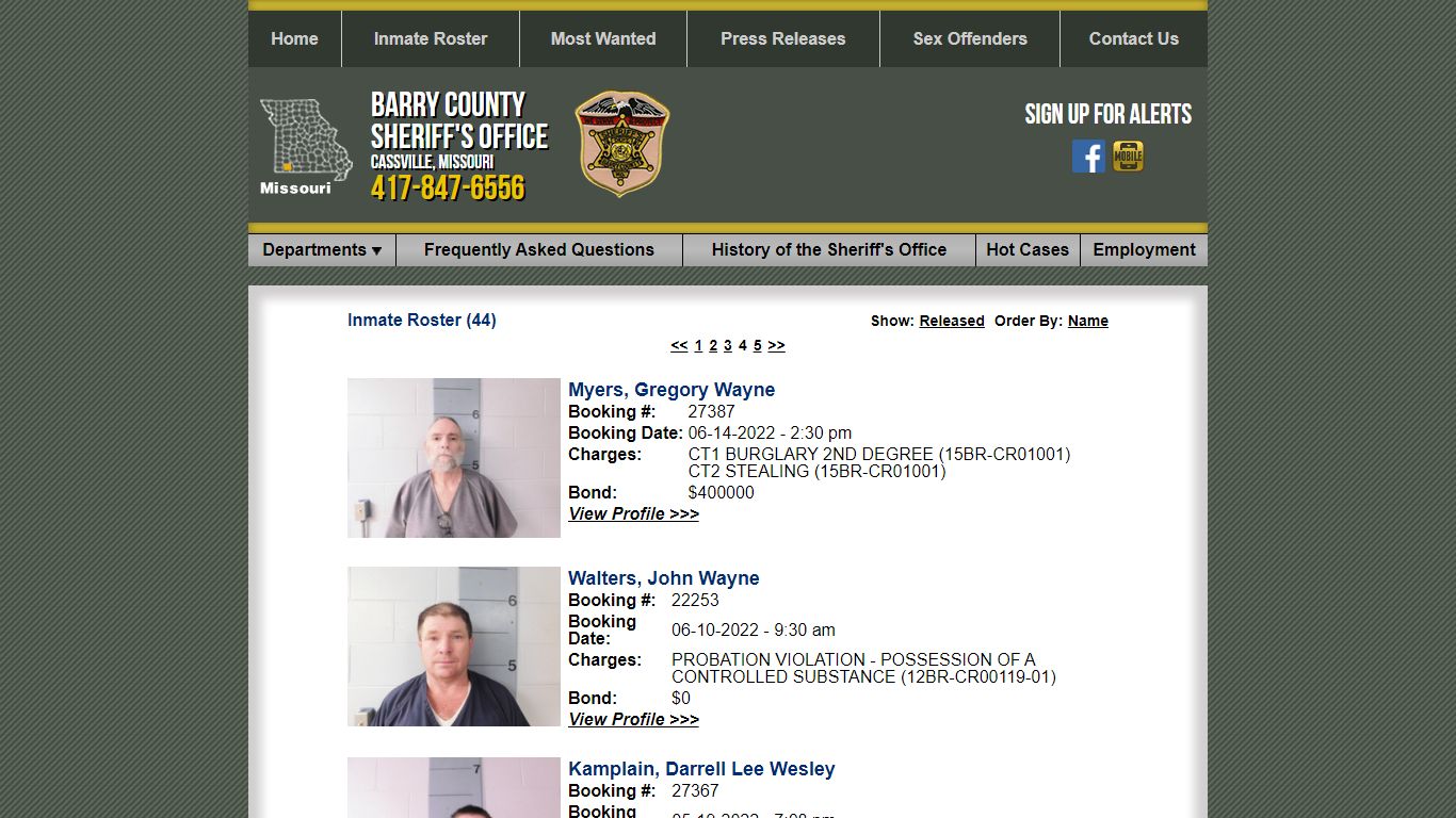 Inmate Roster - Barry County Sheriff's Office